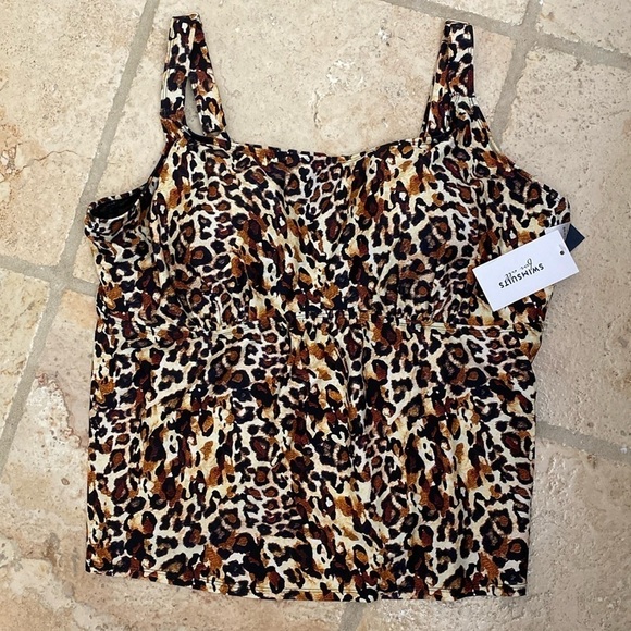Swimsuits For All Other - NWT Swimsuits for all Tankini Top Womens 24 leopard print adjustable padded bra